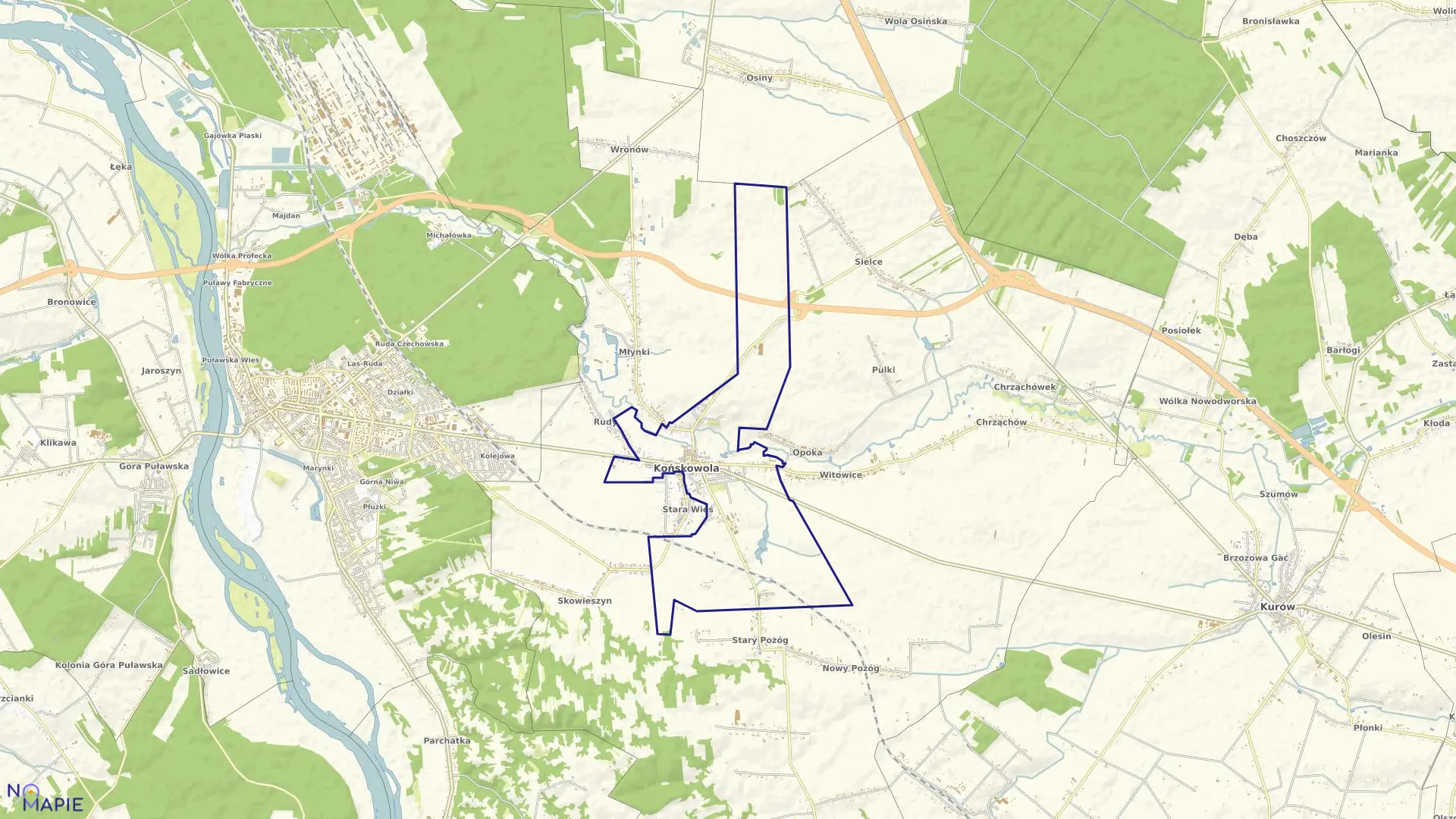 Mapa obrębu KOŃSKOWOLA w gminie Końskowola