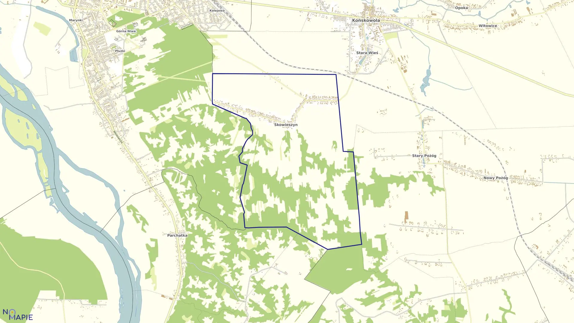 Mapa obrębu SKOWIESZYN w gminie Końskowola