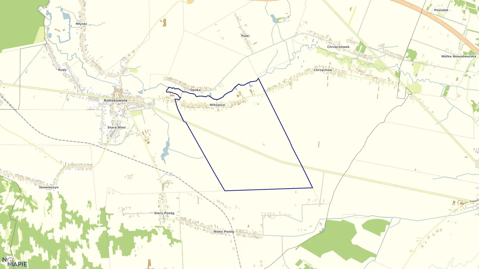 Mapa obrębu WITOWICE w gminie Końskowola